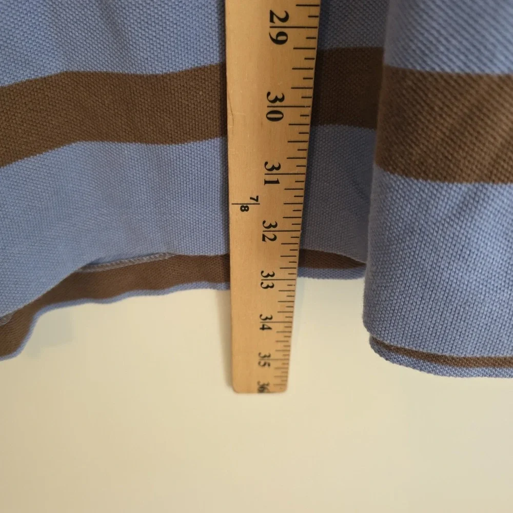 Vintage Polo Ralph Lauren Polo Shirt Blue Brown Striped Short Sleeve Mens 2XL